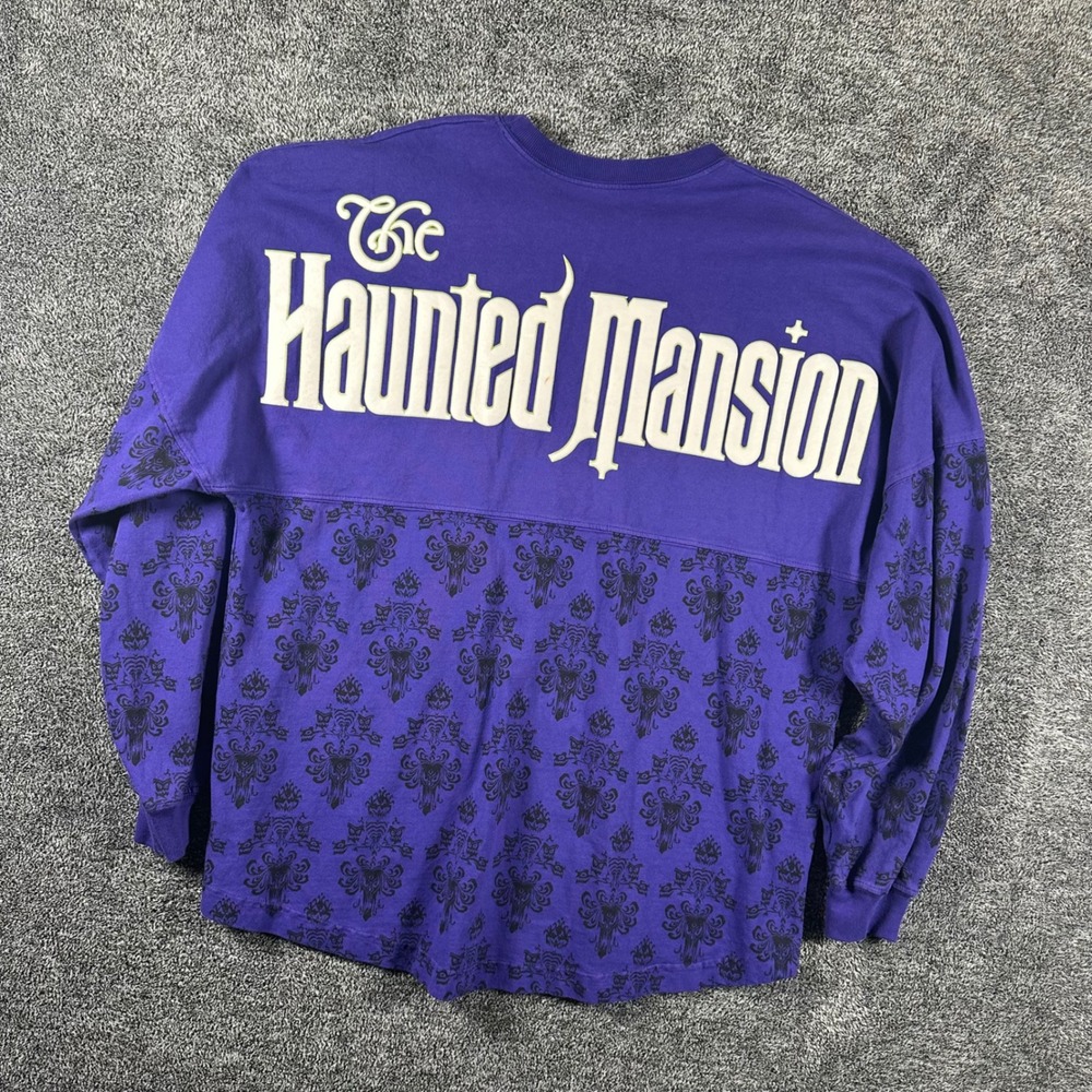 Disney Spirit Jersey Mens M Haunted Mansion Purple Wallpaper Ghost Host Shirt